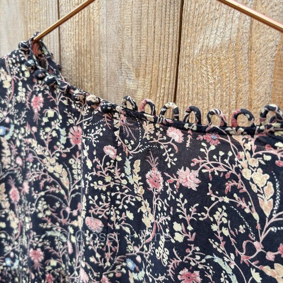 Doen‎ Thistle Top Black Multi Floral Print Size Medium Blouse Boho Long Sleeve - Picture 11 of 17